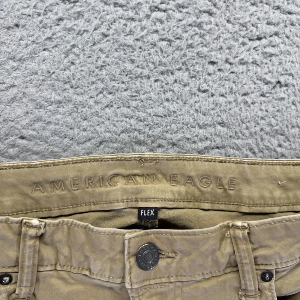 American Eagle Outfitters Flex Jeans Men 34x28 Beige Denim Straight Slim Stretch